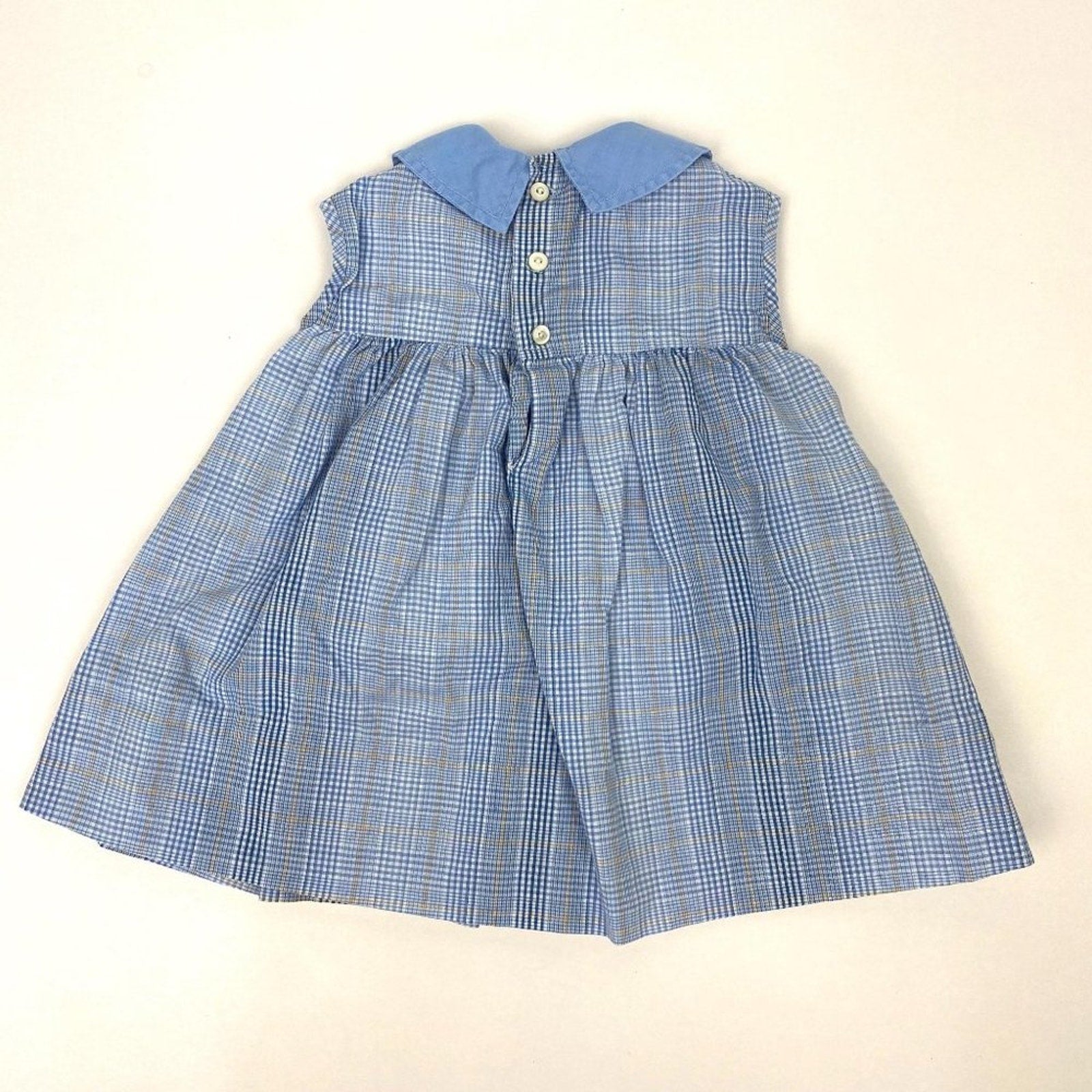 Vintage Girls Sleeveless Blue Plaid Dress