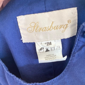 Vintage Strasburg Smocked Blue Shortall Set 12 Months