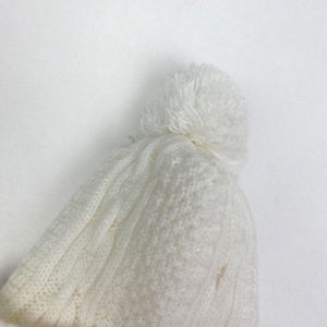 Just Friends Girls 90s Knit White Pom Pom Hat