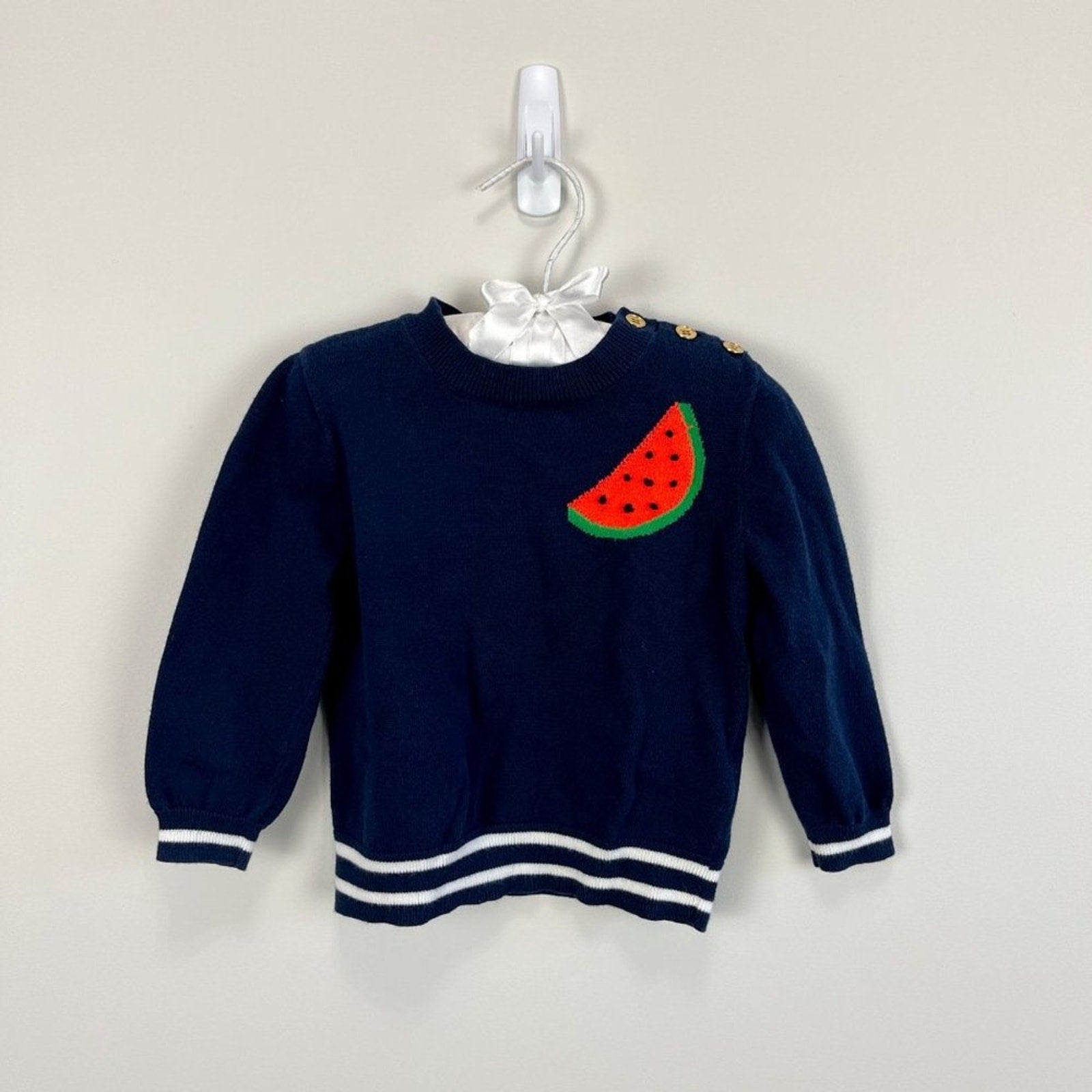 J. Crew Girls Navy Blue Watermelon Sweater 2T