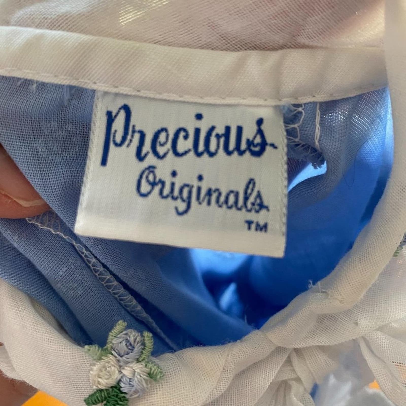 Precious Originals Long Sleeve Blue Dress