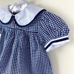 Load image into Gallery viewer, Vintage Petit Ami Navy Blue Gingham Flower Dress 24 Months
