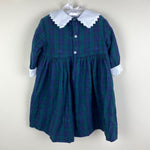 Load image into Gallery viewer, Vintage Daisies &amp; Doodlebugs Navy Green Plaid Bow Dress 2T
