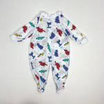 Load image into Gallery viewer, Vintage Teddy Bears Dinosaur Print Bow Footie Baby Girl Small
