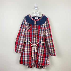 Hanna Andersson Girls Plaid Shirt Dress 130 cm