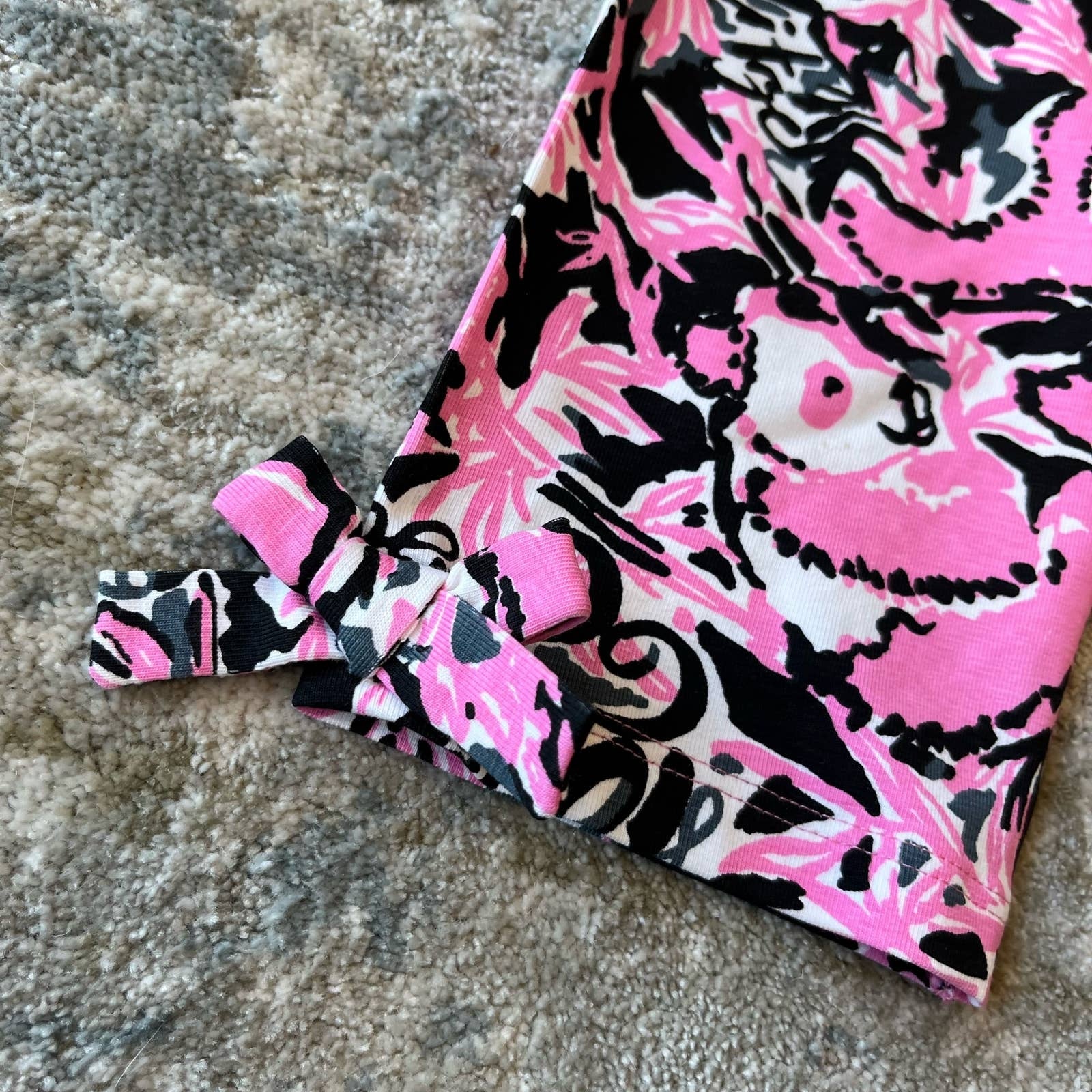 Lilly Pulitzer Girls Hibiscus Pink Hangin With My Boo Maia Leggings XL 12-14