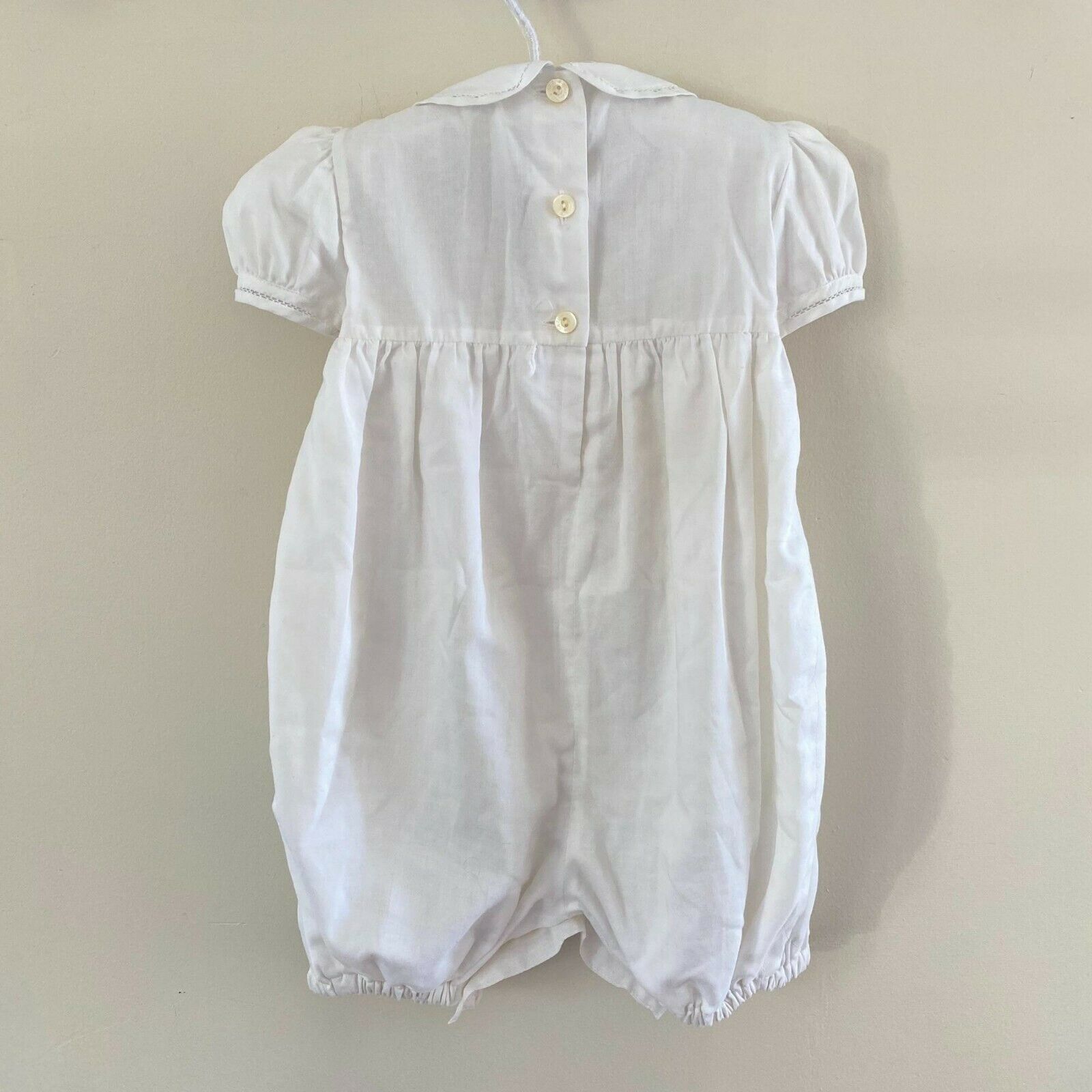 Pili Carrera Smocked White Romper One Piece Baby Toddler 18 Months