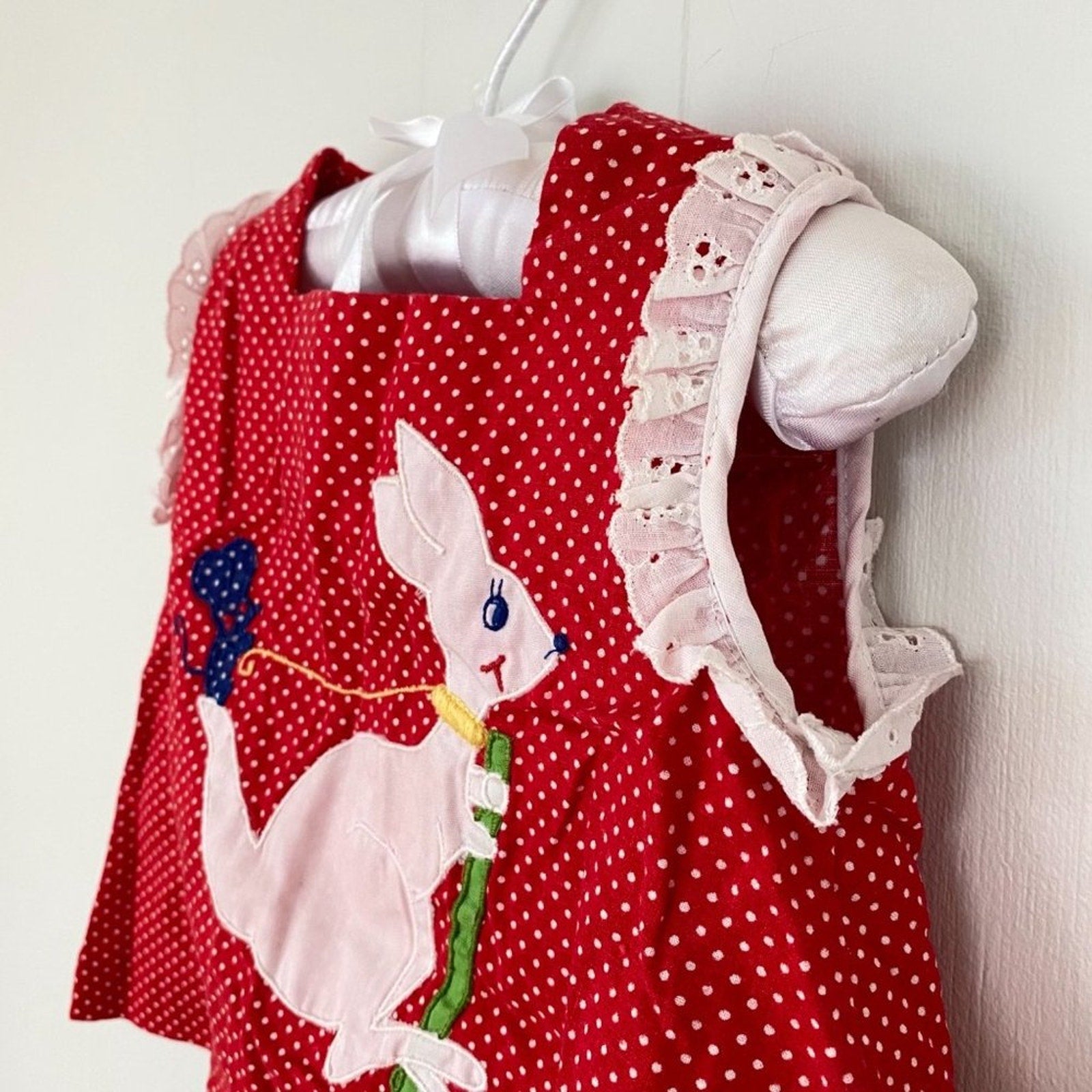 Vintage Nannekins Red Polka Dot Kangaroo Top