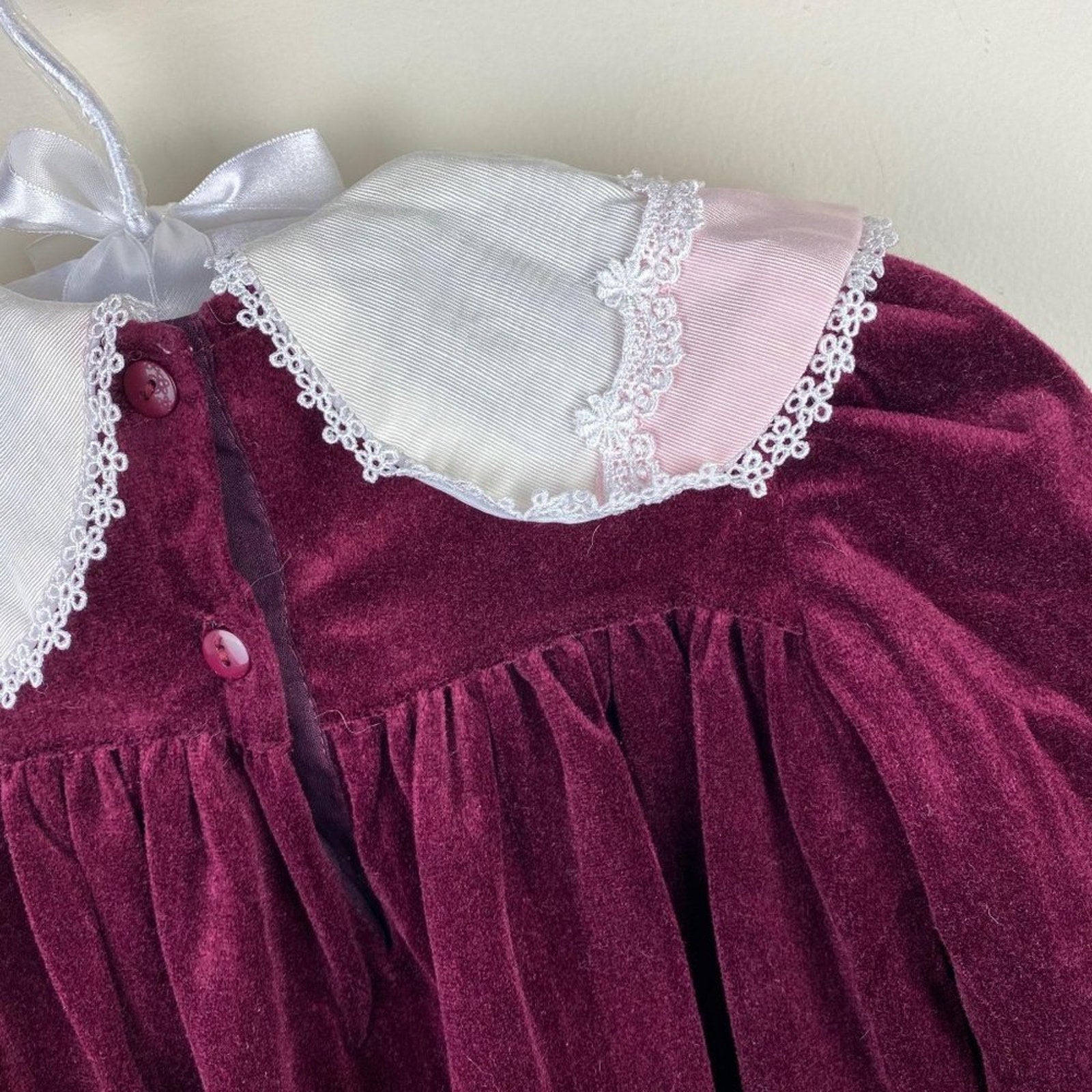 Vintage Youngland Raspberry Red Velvet Dress 18 Months