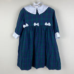 Load image into Gallery viewer, Vintage Daisies &amp; Doodlebugs Navy Green Plaid Bow Dress 2T
