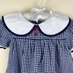 Load image into Gallery viewer, Vintage Petit Ami Navy Blue Gingham Flower Dress 24 Months
