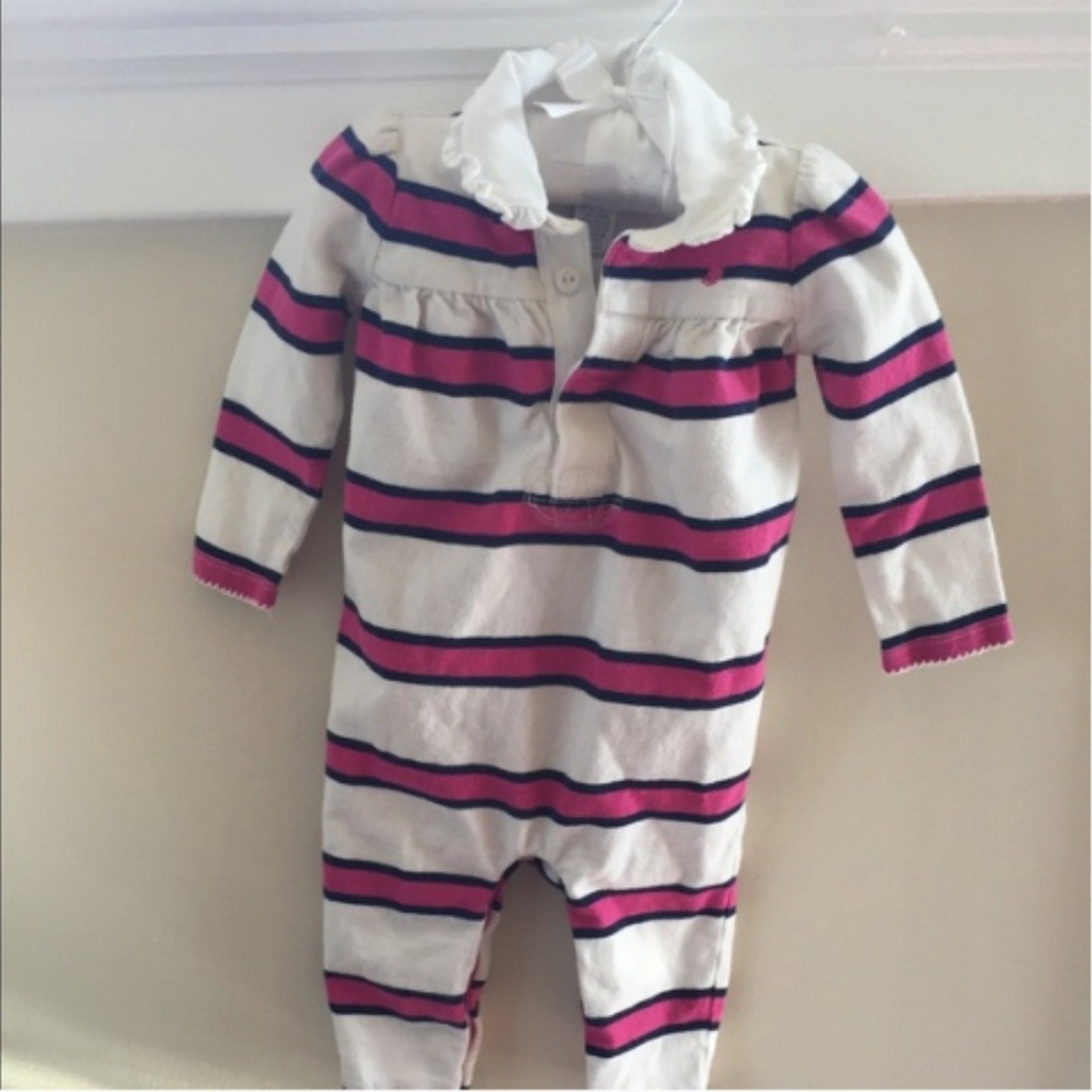 Ralph Lauren Pink Striped One Piece Outfit 6 Months