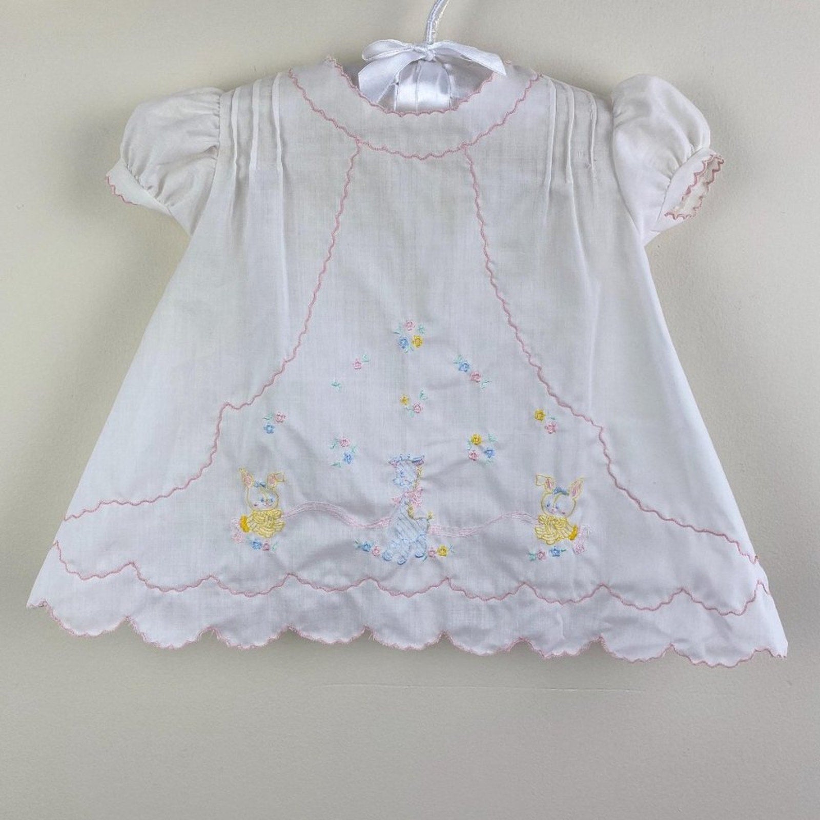 Vintage Sasson Brothers Girls Embroidered White Dress Set