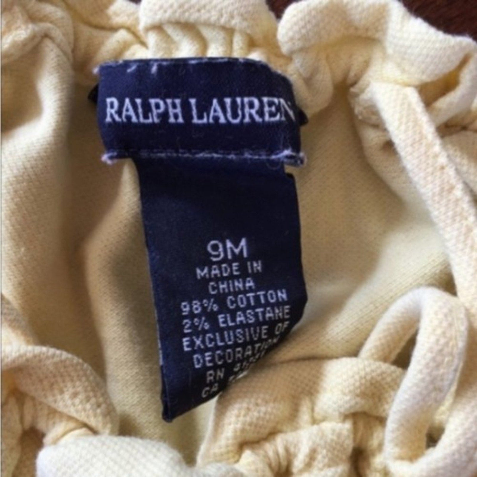 Ralph Lauren Yellow Spaghetti Strap Romper 9 Months