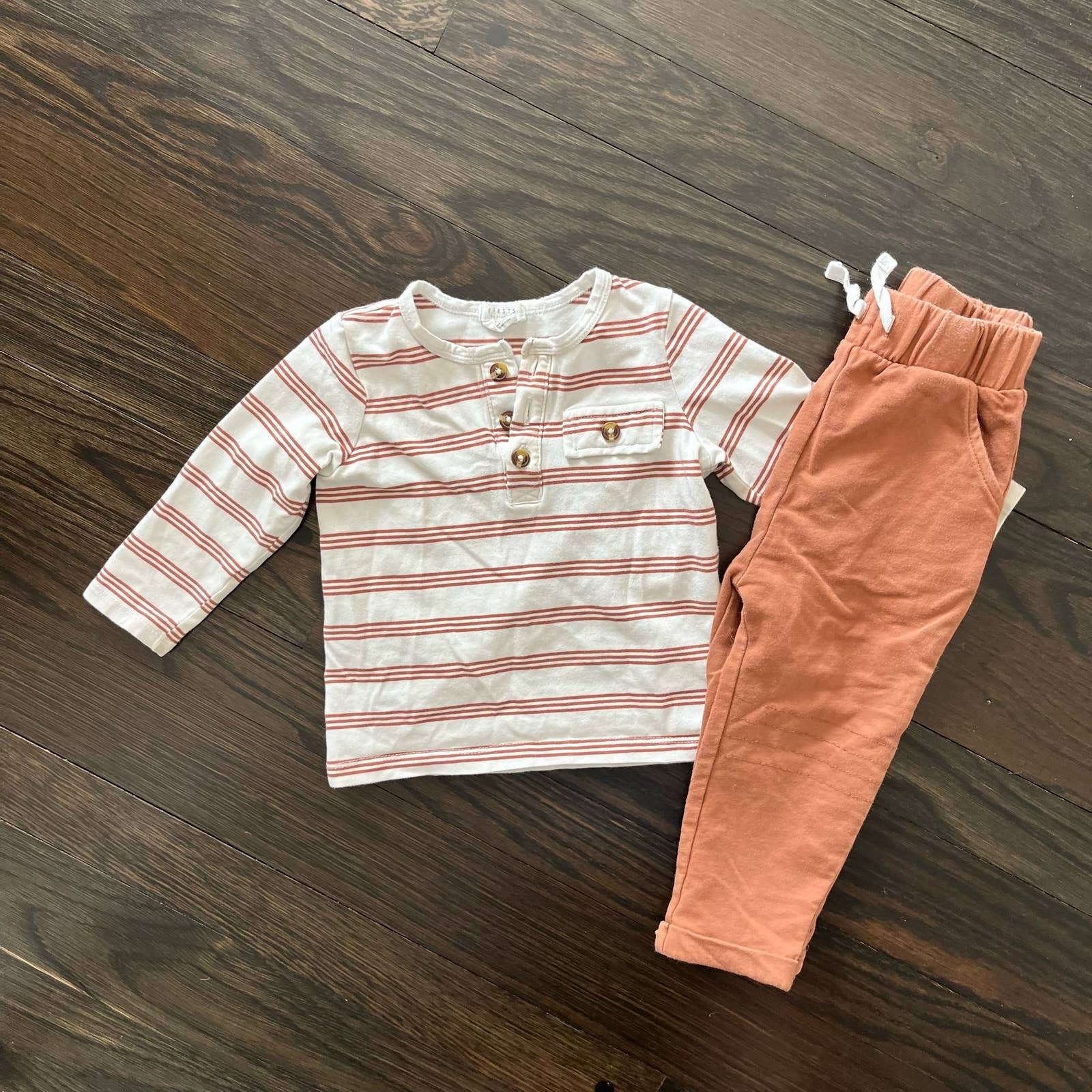 First by Petit Lem Striped Shirt & Pants Set 12 Months