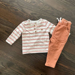 Load image into Gallery viewer, First by Petit Lem Striped Shirt &amp; Pants Set 12 Months
