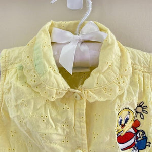 Vintage Looney Tunes Yellow Eyelet Top 3T