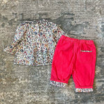 Load image into Gallery viewer, Mini Boden Cozy Pink Corduroy Pants &amp; Floral Blouse 0-3 Months
