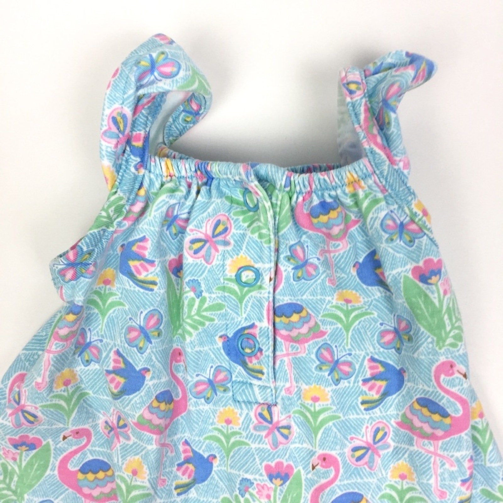 JoJo Maman Bebe Blue Flamingo Jumpsuit 0-3 Months