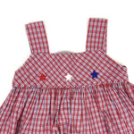 Load image into Gallery viewer, Strasburg Red White Blue Plaid 2 Piece Star Dress Set 12 Months
