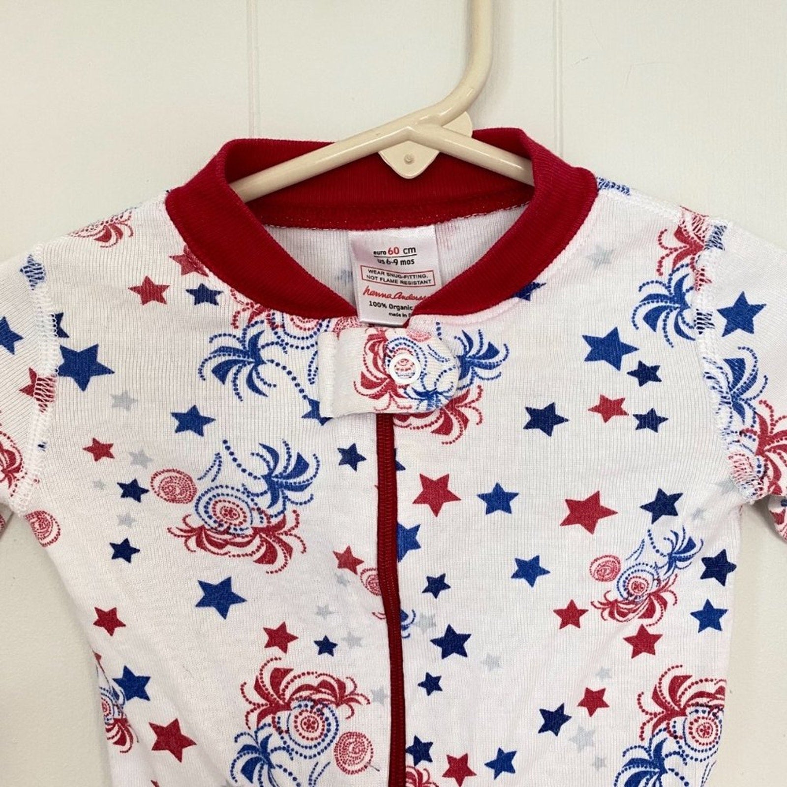 Hanna Andersson Red, White and Blue Fireworks Pajamas 60 cm 6-9 Months