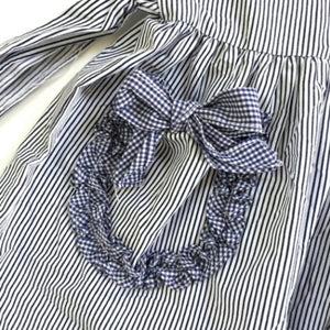 Vintage Navy & White Girls Striped Bow Dress 2T