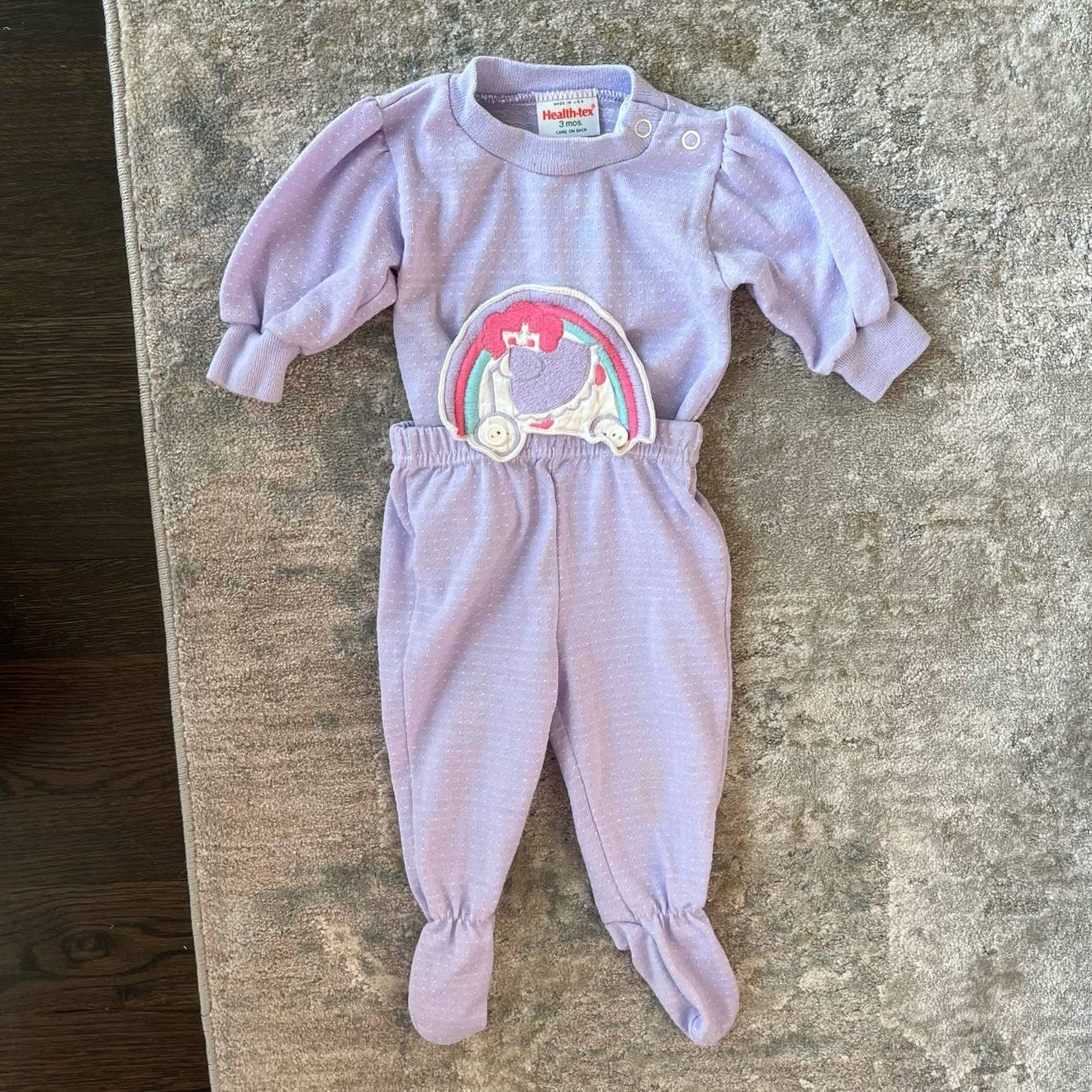 Vintage Healthtex Purple Rainbow Two Piece Set 3 Months USA