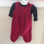 Load image into Gallery viewer, Gap Navy &amp; Red Polka Dot Corduroy Overall Set 3 Months
