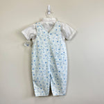 Load image into Gallery viewer, Sarah Louise England White Blue Animal Print Overalls Set 18 Months NWT
