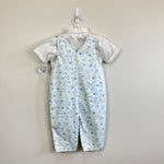 Load image into Gallery viewer, Sarah Louise England White Blue Animal Print Overalls Set 18 Months NWT
