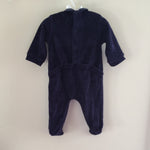 Load image into Gallery viewer, P&amp;P Piccino Piccina Navy Velour Heart Footie 6 Months
