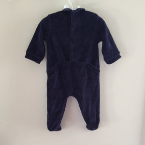 P&P Piccino Piccina Navy Velour Heart Footie 6 Months