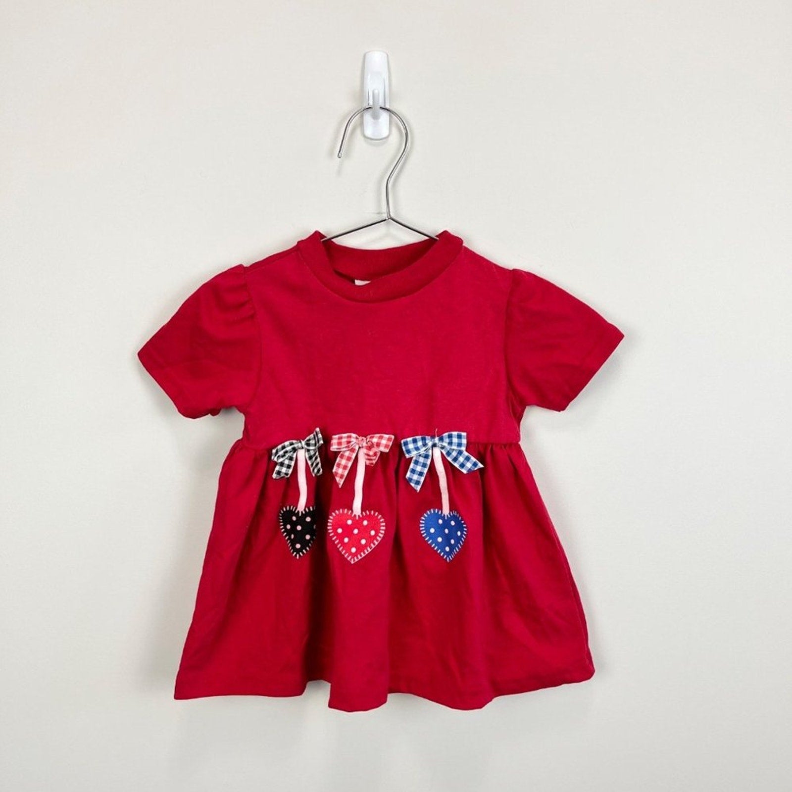 Vintage Okie Dokie Red Heart Shirt Dress 18 Months