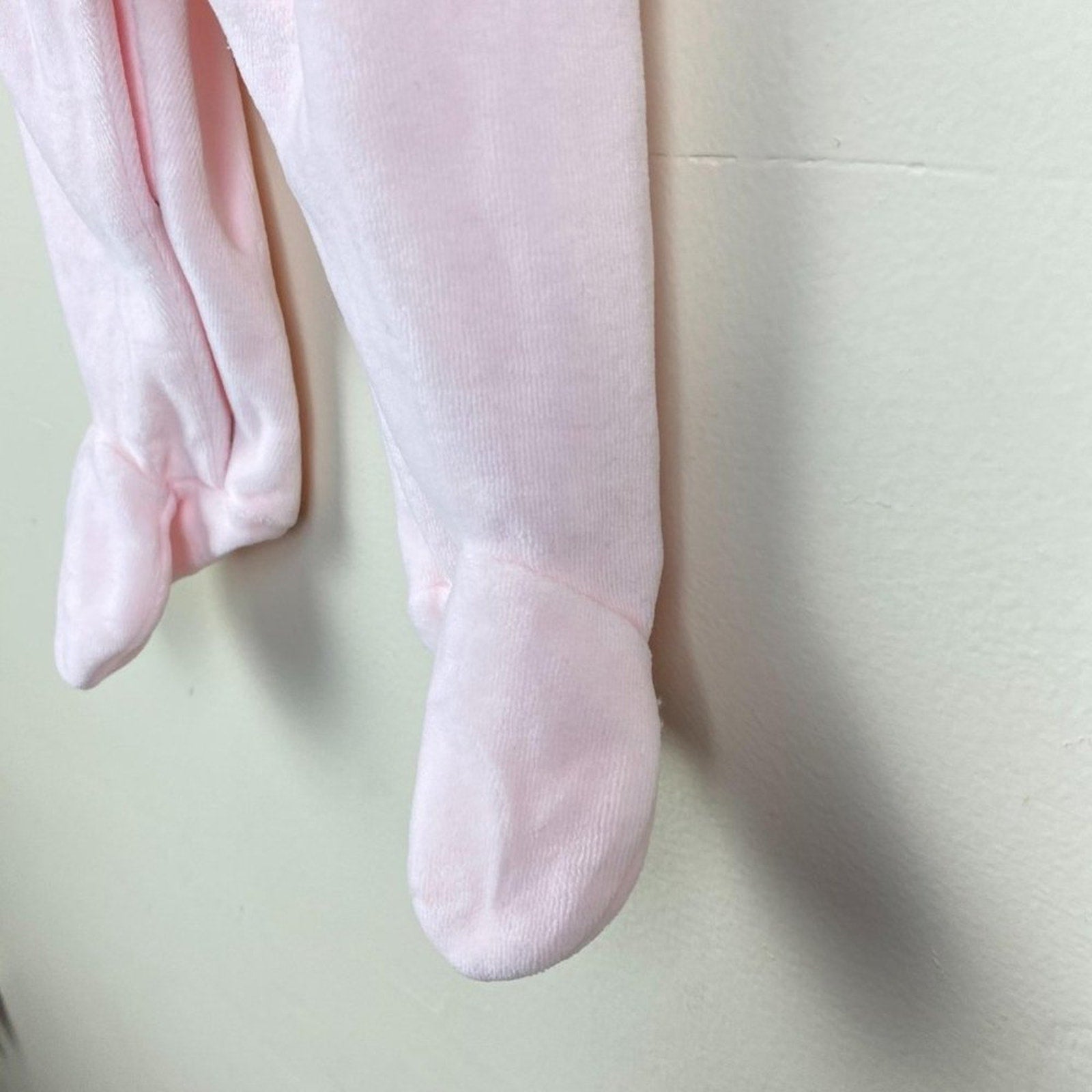 Jacadi Paris Pink Velour Bow Footie 3 Months