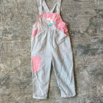 Load image into Gallery viewer, Vintage Pink Gray Flower Overalls 4T
