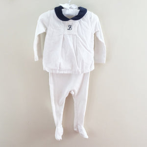 Laranjinha White & Navy Layered Babygrow 12 Months