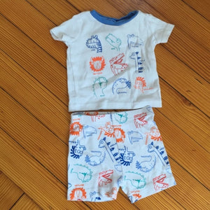 The Children's Place Two Piece Short-Sleeve Shorts Dinosaur PJS 0-3 Months
