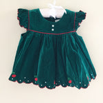 Load image into Gallery viewer, Vintage Green Velvet Holiday Pinafore Dress 12 Months
