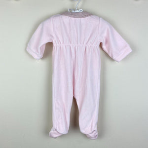 Jacadi Paris Pink Velour Bow Footie 3 Months