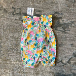 Load image into Gallery viewer, JoJo Maman Bebe Pretty Ruffle Shoulder Sunsuit Tropical Animals 0-3 Months NWT
