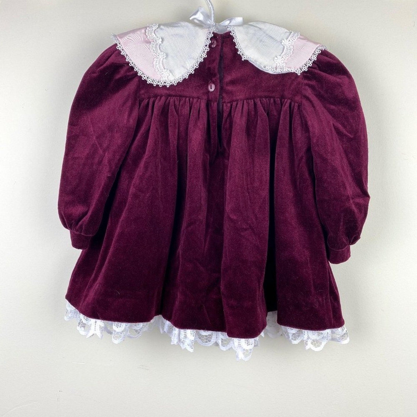 Vintage Youngland Raspberry Red Velvet Dress 18 Months