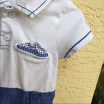 Load image into Gallery viewer, Mayoral Boys Blue &amp; White Shortall Romper 6 Months
