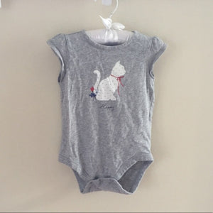 Baby Gap Gray Polka Dot Cat Cap Sleeve Bodysuit 24 Months