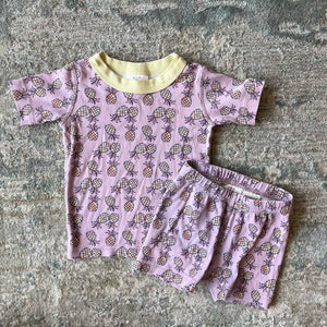 Hanna Andersson Purple Pineapple Short John PJs 90 cm 3T