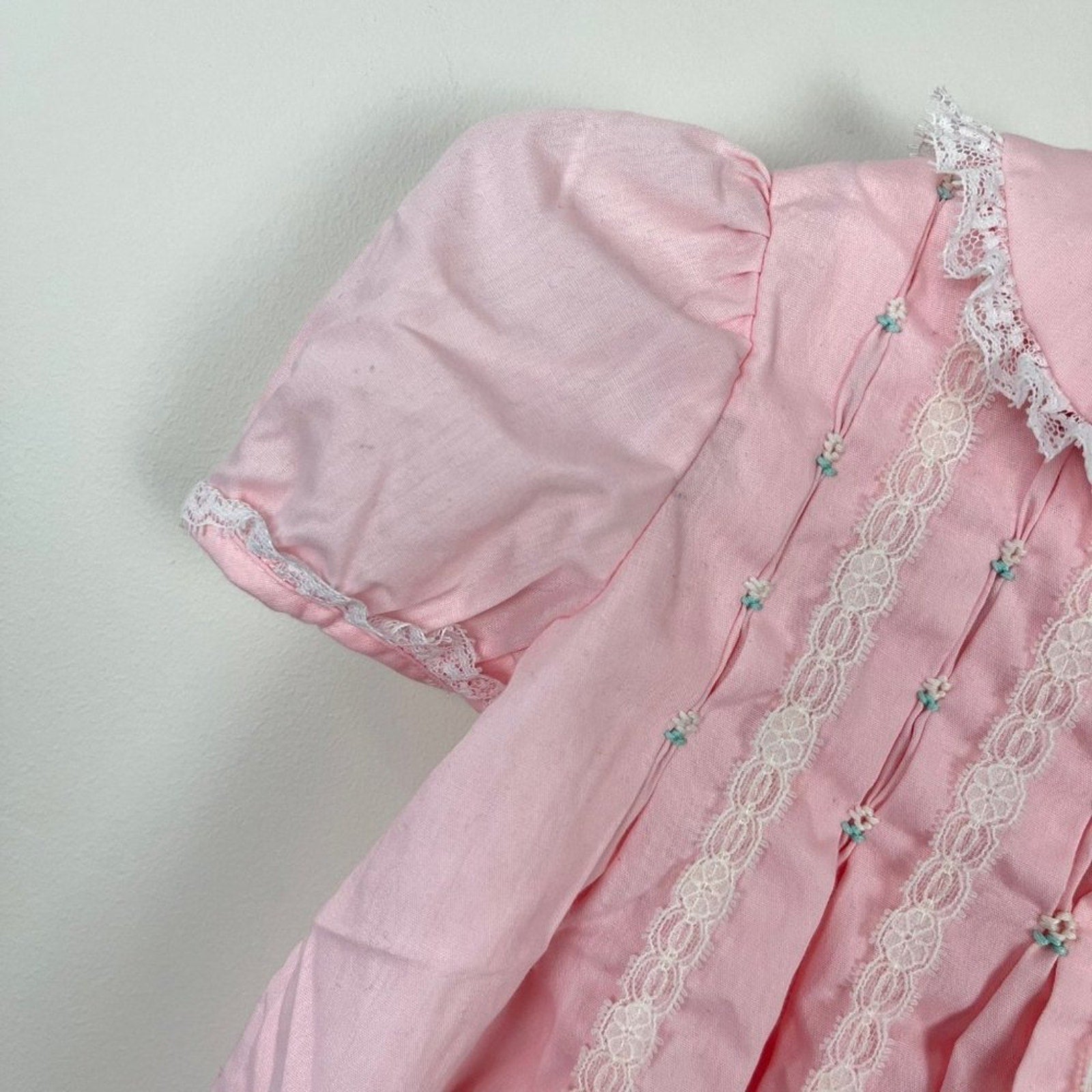 Vintage Polly Flinders Pink Pleated Dress 9 Months