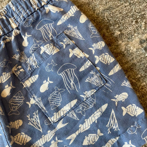 Janie and Jack Pull On Blue Ocean Shorts 12-18 Months