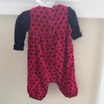 Load image into Gallery viewer, Gap Navy &amp; Red Polka Dot Corduroy Overall Set 3 Months
