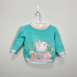 Load image into Gallery viewer, Vintage Doe Spun Aqua Green Ski Sweater 12 Months
