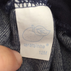 Laranjinha White & Navy Layered Babygrow 12 Months