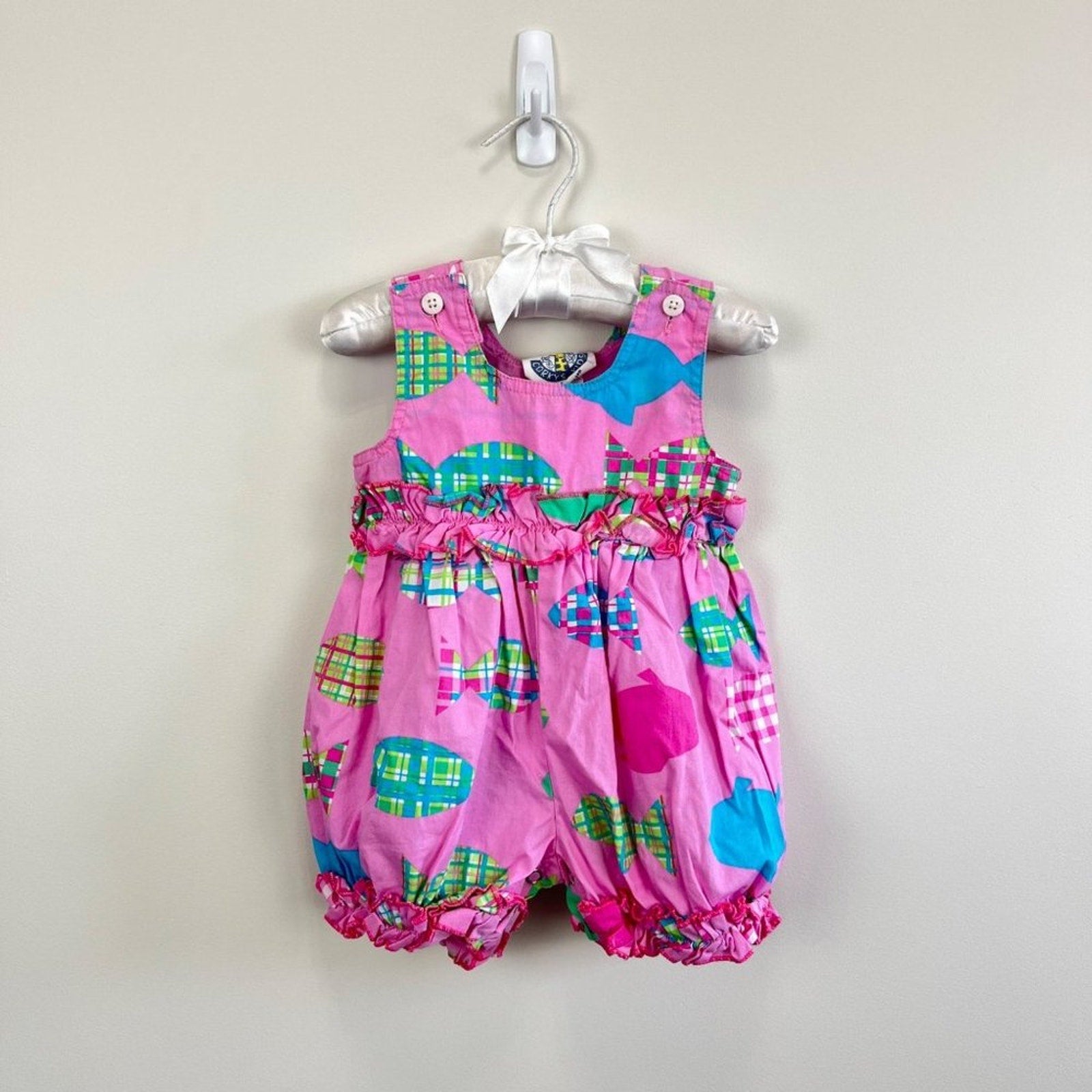 Corky's Kids Pink Ruffle Fish Romper 0-3 Months